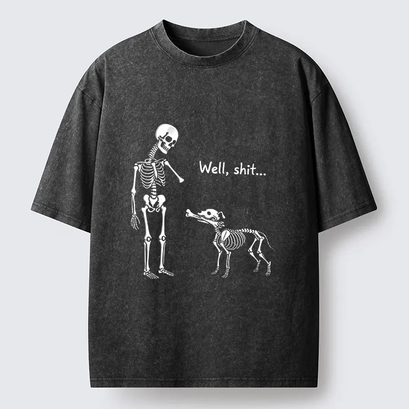 Kyoto-Lion Skeleton Surprise Joke Washed T-Shirt