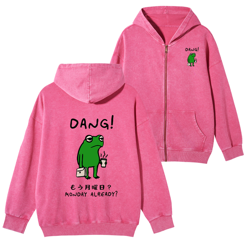 Kyoto Lion washed zip hoodie for daily wear