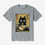 Cute Black Cat Ramen T-Shirt for Japan Lovers