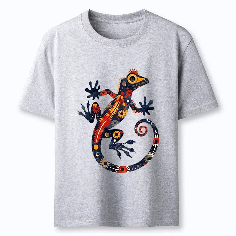 Kyoto-Lion Colorful Folk Art Gecko Full Of Flowers Classic T-Shirt
