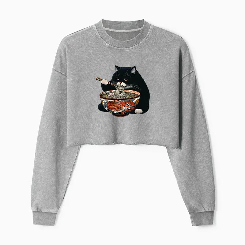 Fat Cat Eating Ramen Japanese Sweatshirt