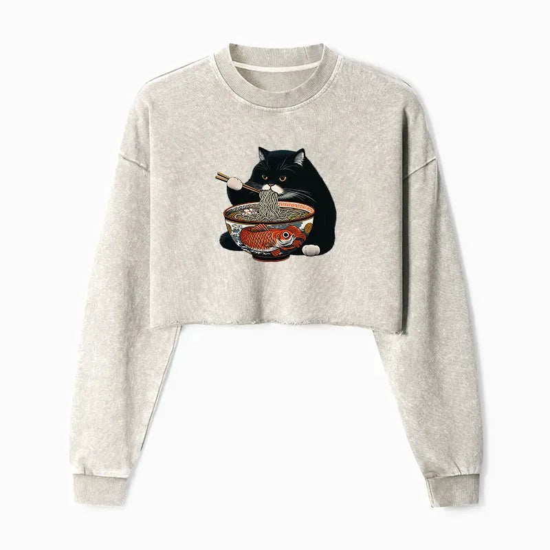 Fat Cat Eating Ramen Japanese Sweatshirt