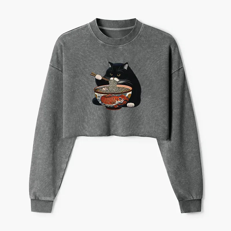 Fat Cat Eating Ramen Japanese Sweatshirt