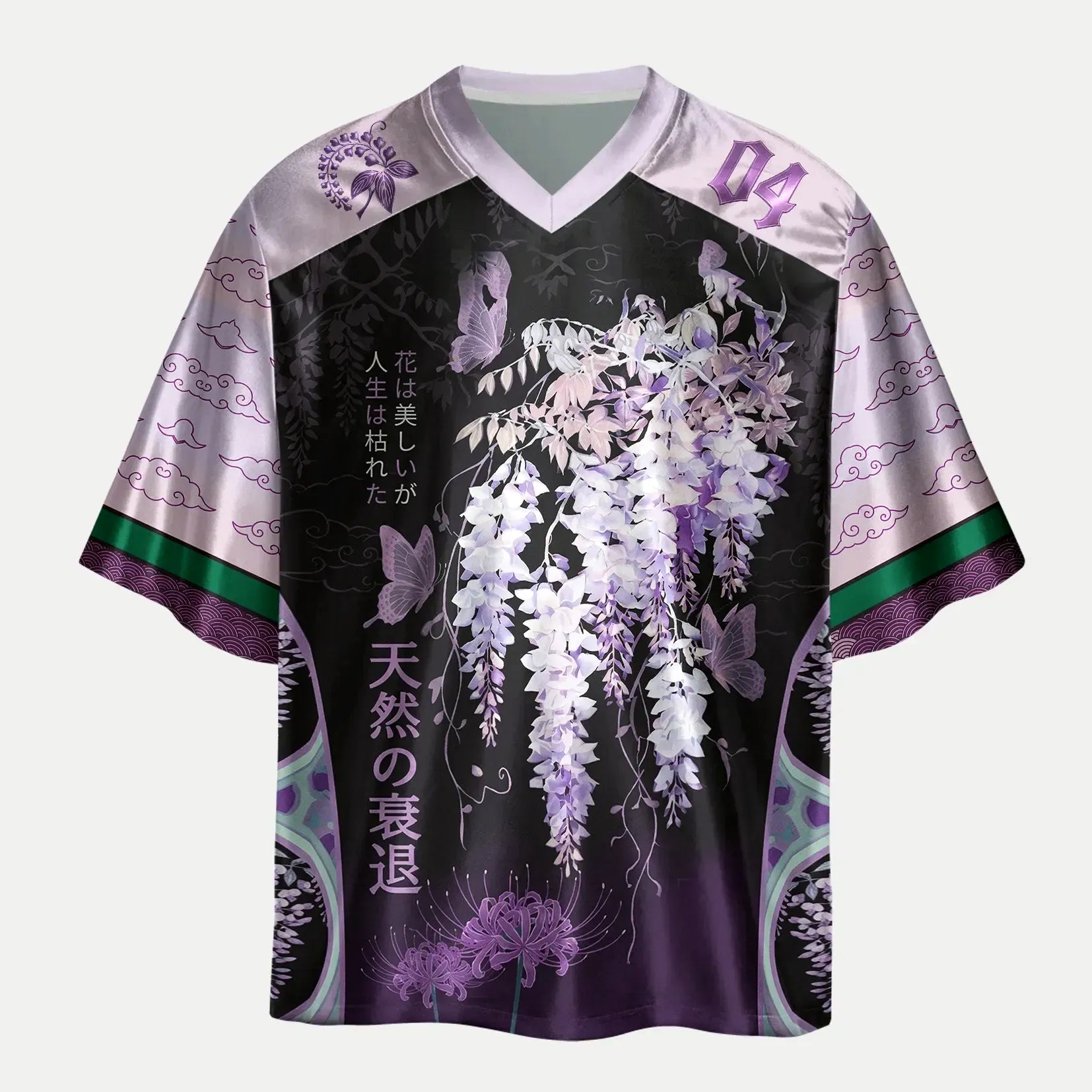Kyoto-Lion Wisteria Jpanese Flowers Glossy Oversized Jersey
