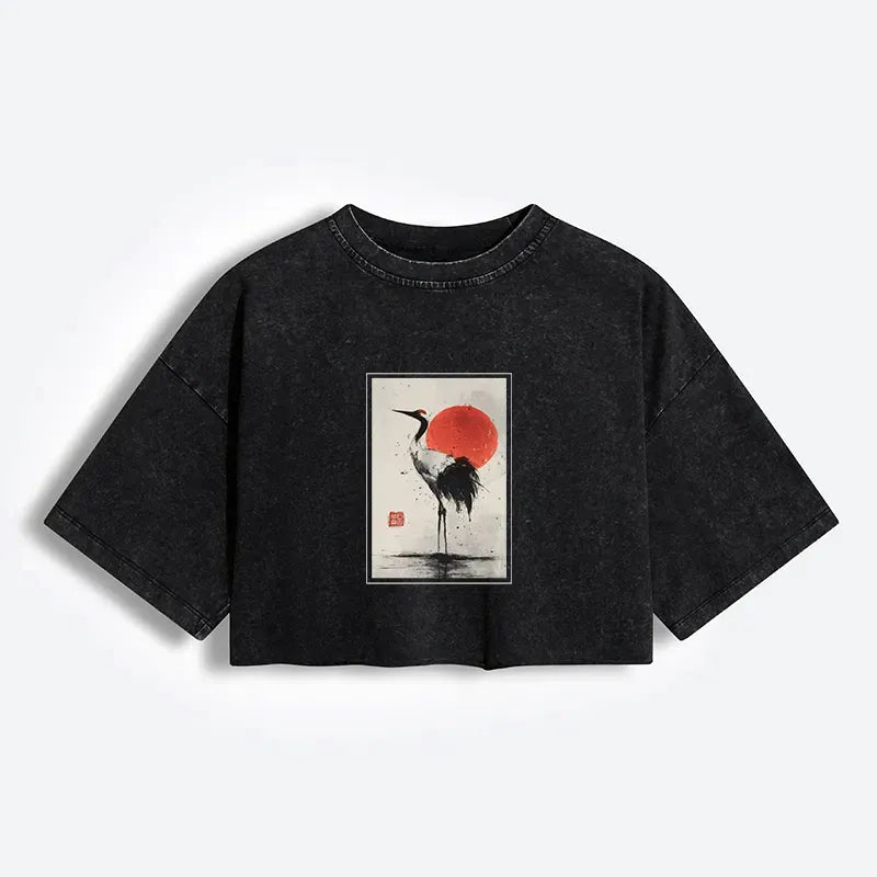 Retro Japanese Red-crowned Crane T-Shirt