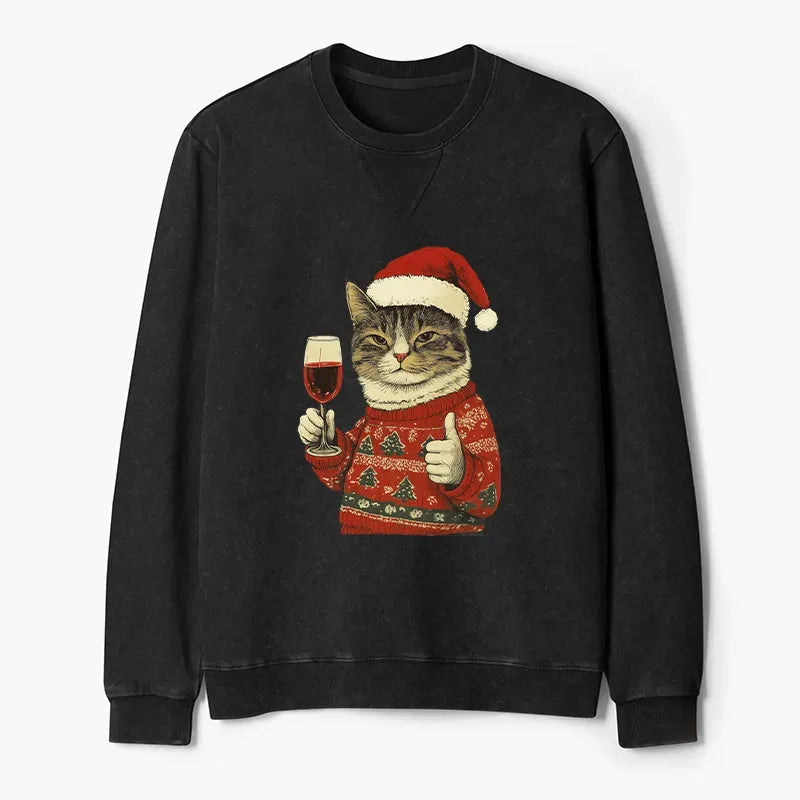 Japanese Christmas Cat Sweatshirt for Her