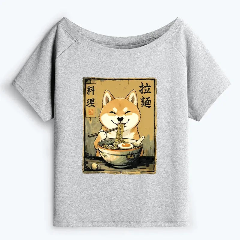 Japanese Shiba Inu Off Shoulder T-Shirt