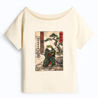 Kyoto-Lion Samurai Frog Training Off Shoulder T-Shirt