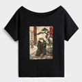 Kyoto-Lion Samurai Frog Training Off Shoulder T-Shirt