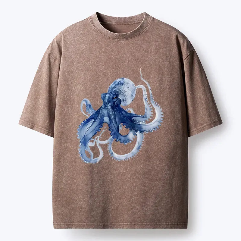 Japanese octopus washed t-shirt