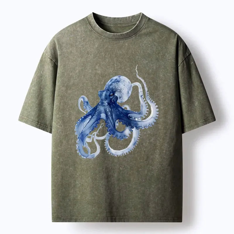 Japanese octopus washed t-shirt