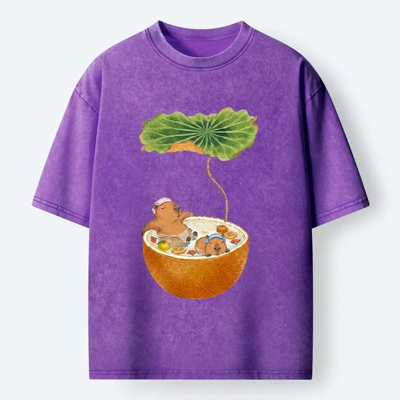Japanese Washed Capybara Tee for Summer