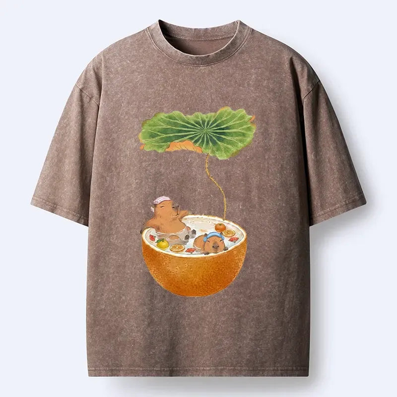 Japanese Washed Capybara Tee for Summer