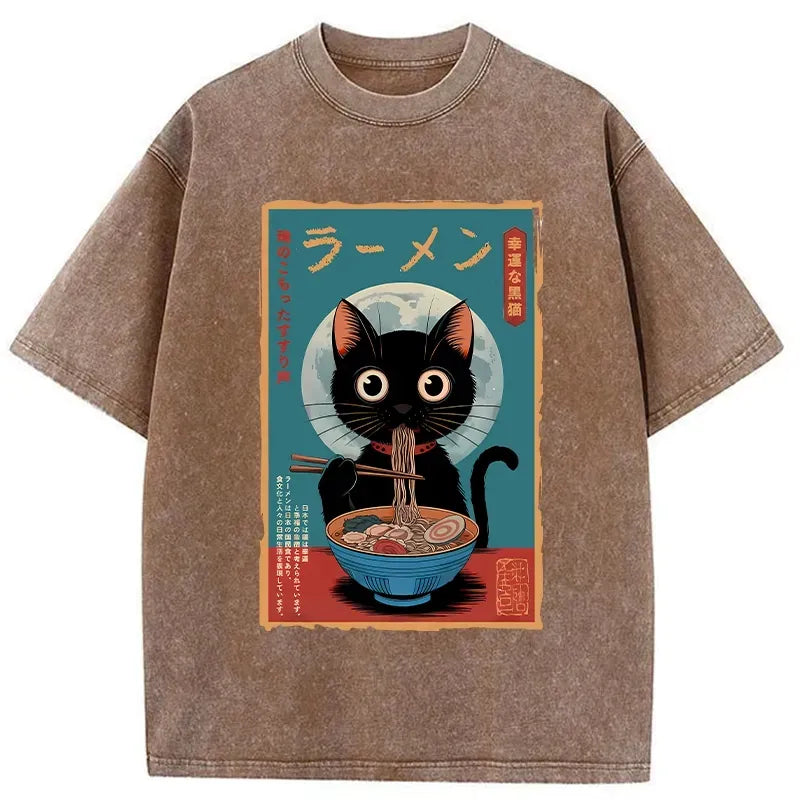 japanese ramen cat t shirt gift idea