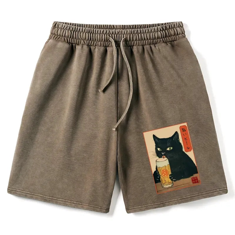 Japanese Cat Beer Shorts for Summer