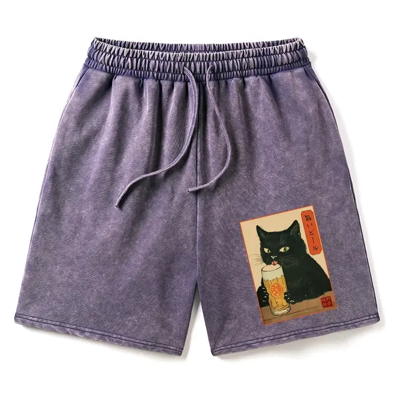Japanese Cat Beer Shorts for Summer