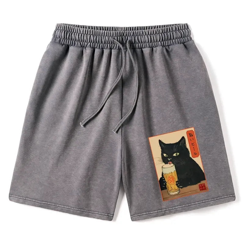 Japanese Cat Beer Shorts for Summer