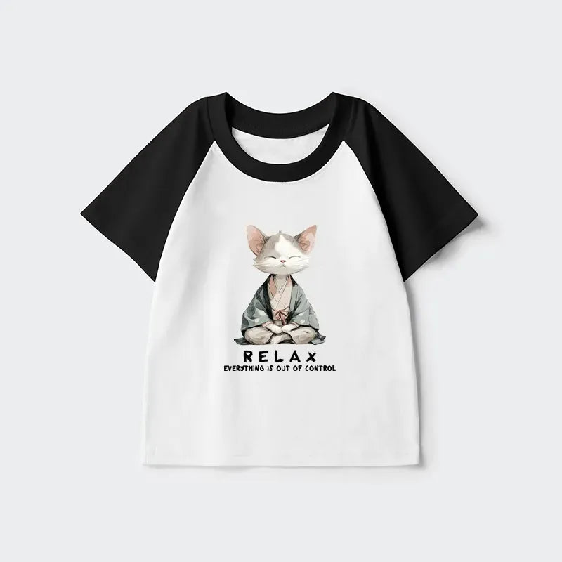 Kyoto-Lion Zen Cat Relaxation£¬Everything's Out Of Control Kids Raglan T-shirt