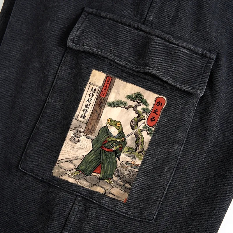 Kyoto-Lion Samurai Frog Training Washed Utility Sweatpants