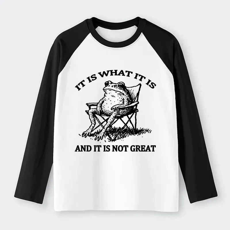 Kyoto-Lion Resting Frog Funny Raglan Long Sleeve T-shirt