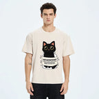 Kyoto-Lion Antidepressant Black Cat Washed T-Shirt