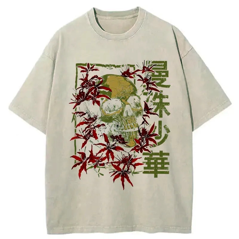 Japanese vintage skull t-shirt for daily wear