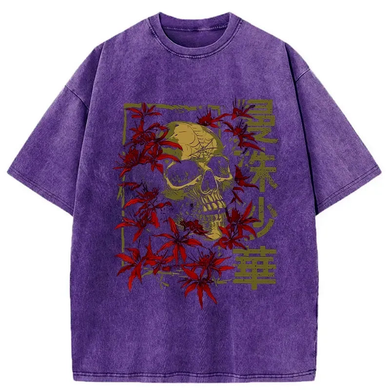 Kyoto lion skull washed tee for streetwear