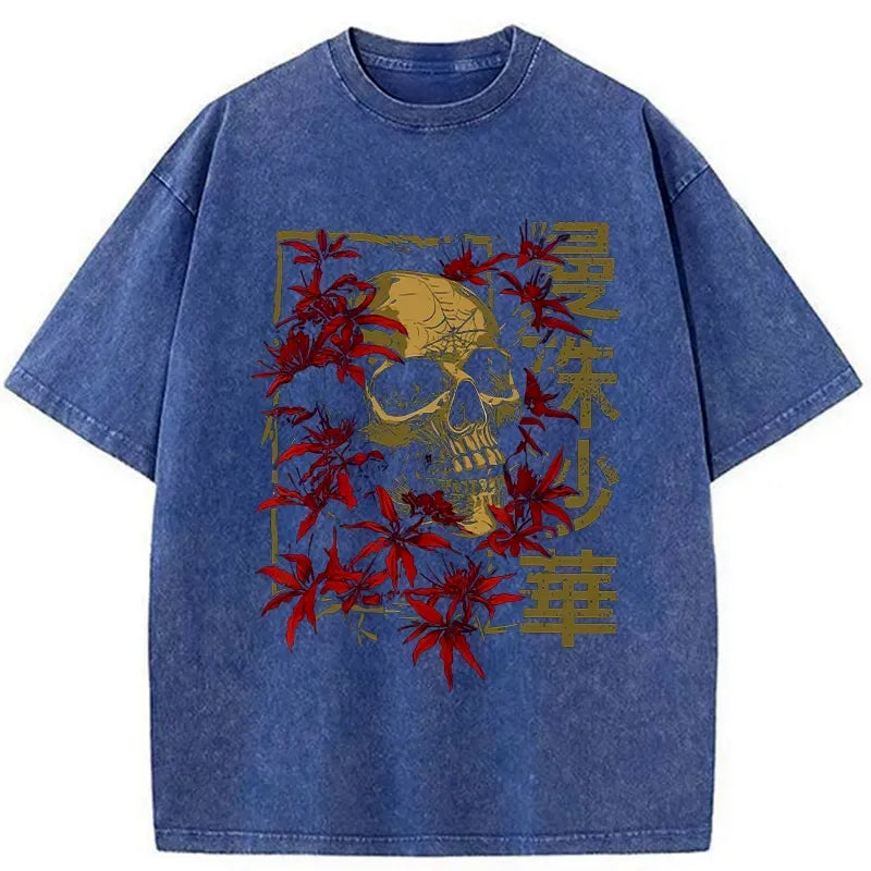 Kyoto lion skull washed tee for streetwear
