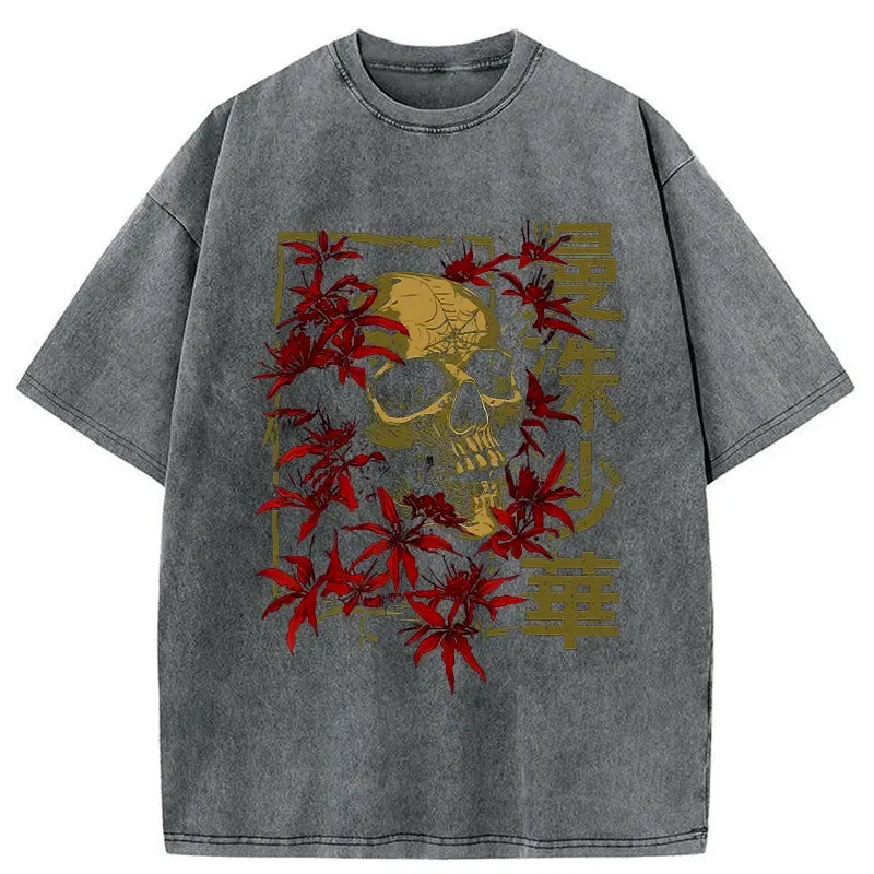 Kyoto-Lion Skull in Lycoris Washed T-Shirt