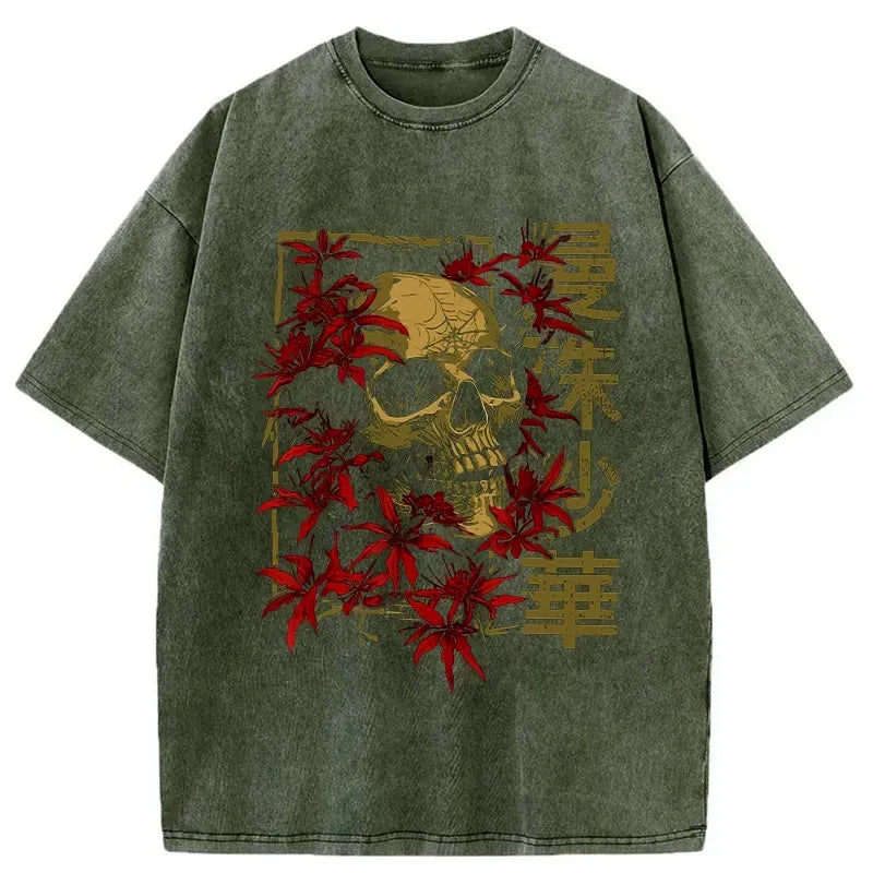 Kyoto-Lion Skull in Lycoris Washed T-Shirt