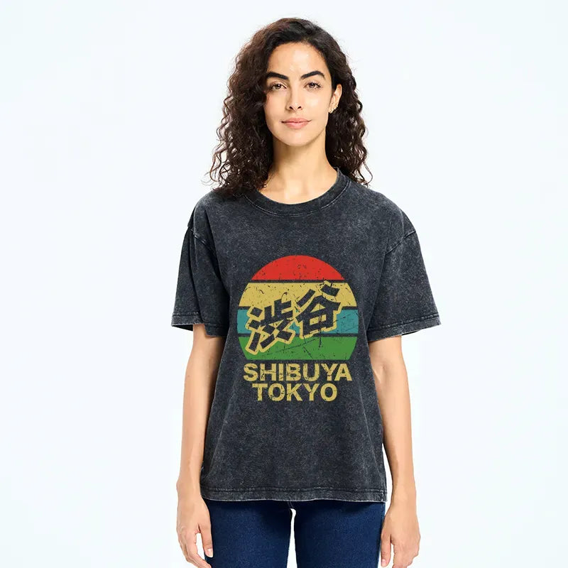 japanese washed t-shirt for streetwear
