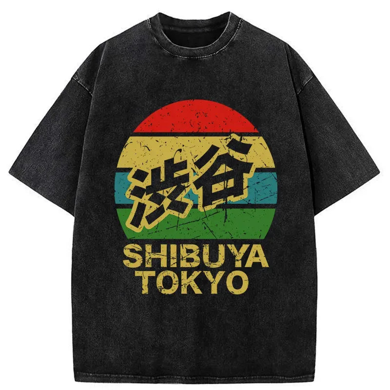 japanese washed t-shirt for streetwear