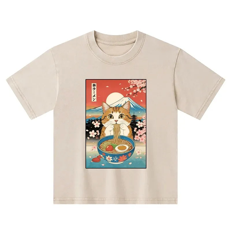 kids cat ramen t-shirt for daily wear