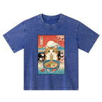 funny orange cat eating ramen kids t-shirt