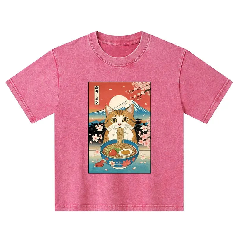 kids cat ramen t-shirt for daily wear
