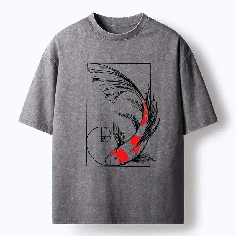 Kyoto-Lion Golden Ratio Koi Washed T-Shirt