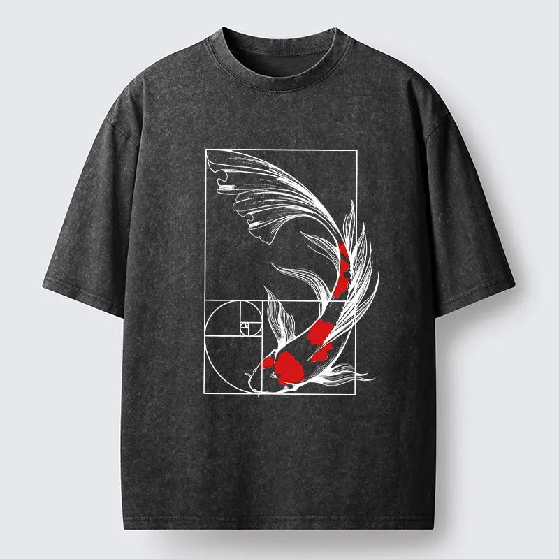 Kyoto-Lion Golden Ratio Koi Washed T-Shirt