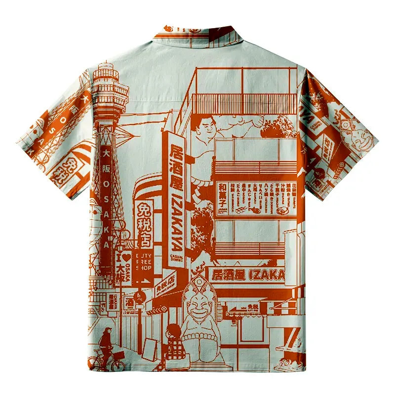 Kyoto-Lion Japanese Izakaya Button-up Shirt