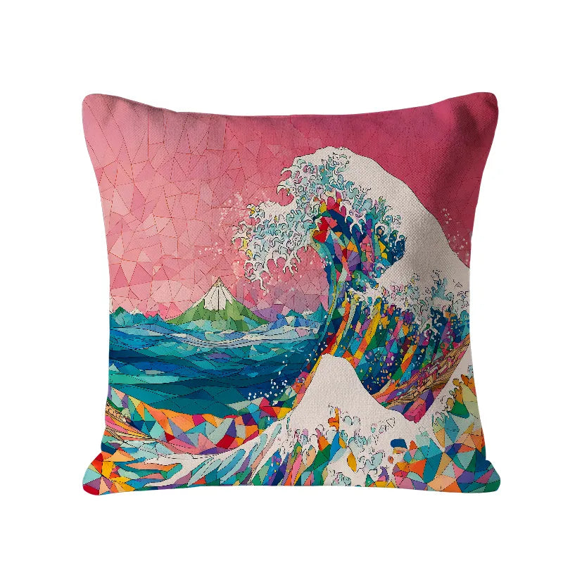 Kyoto-Lion Colorful Prismatic Wave Cushion Pillow