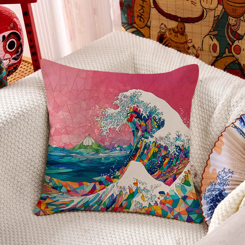 Kyoto-Lion Colorful Prismatic Wave Cushion Pillow