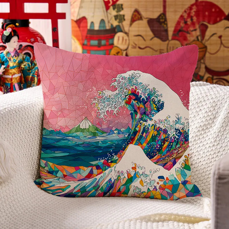 Kyoto-Lion Colorful Prismatic Wave Cushion Pillow