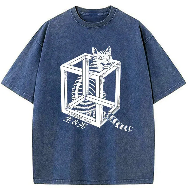 japanese vintage cat t-shirt for daily wear