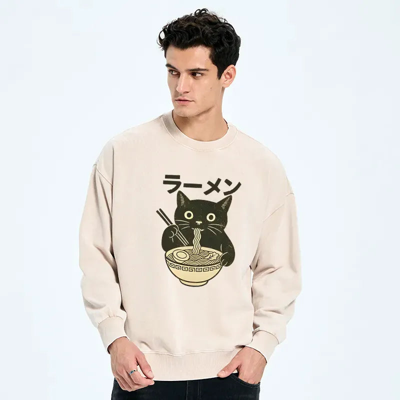 Unisex Cat Eating Ramen Sweatshirt on Sale