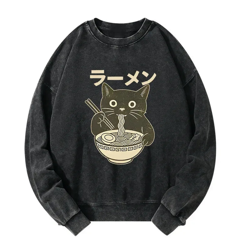 Japanese Cat Ramen Sweatshirt for Gift Idea