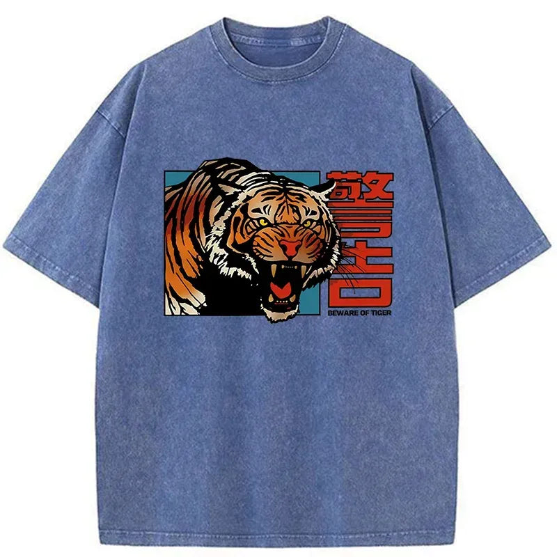 Kyoto-Lion Beware Of Tiger Washed T-Shirt