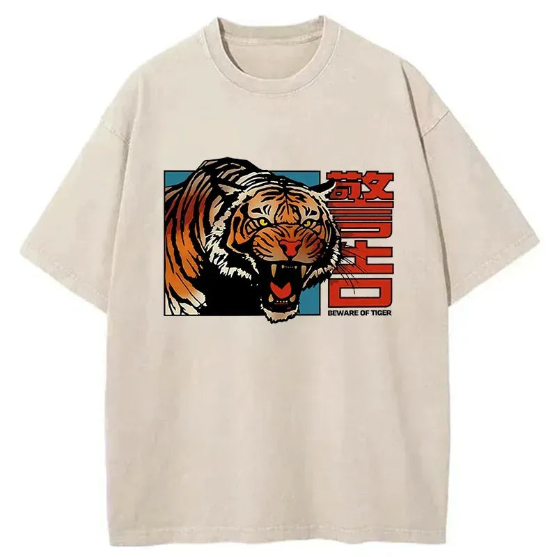 Kyoto-Lion Beware Of Tiger Washed T-Shirt