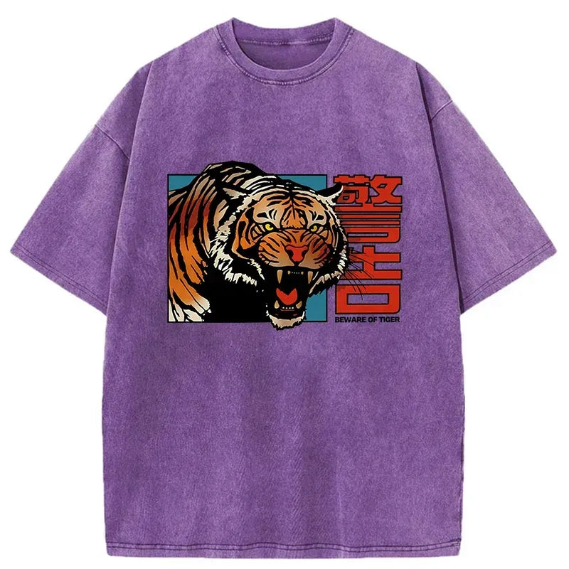 Kyoto-Lion Beware Of Tiger Washed T-Shirt