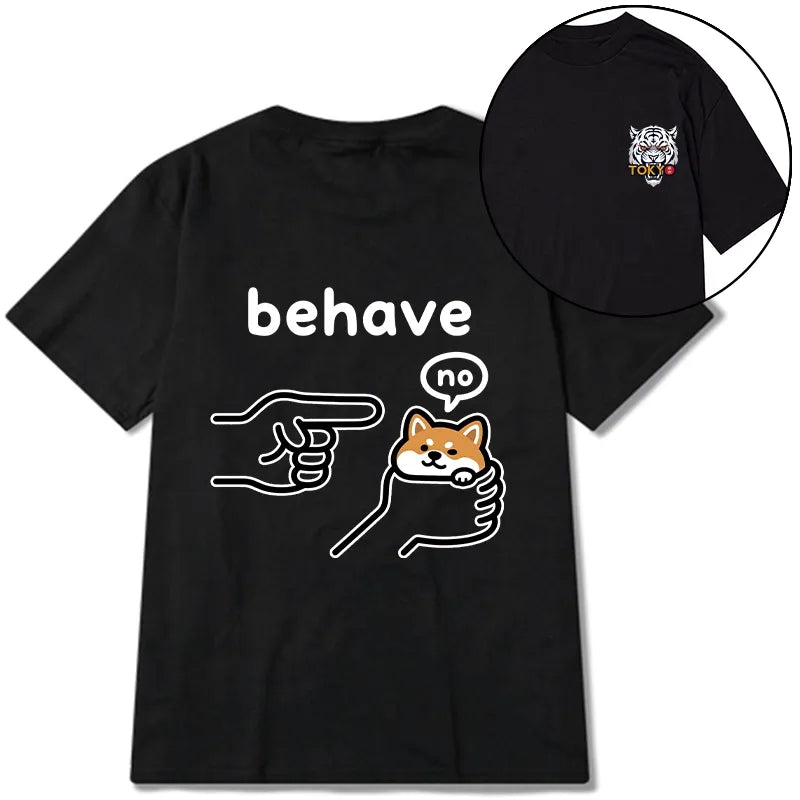 Kyoto-Lion Funny Shiba Refusing To Behave Front Back Classic T-Shirt