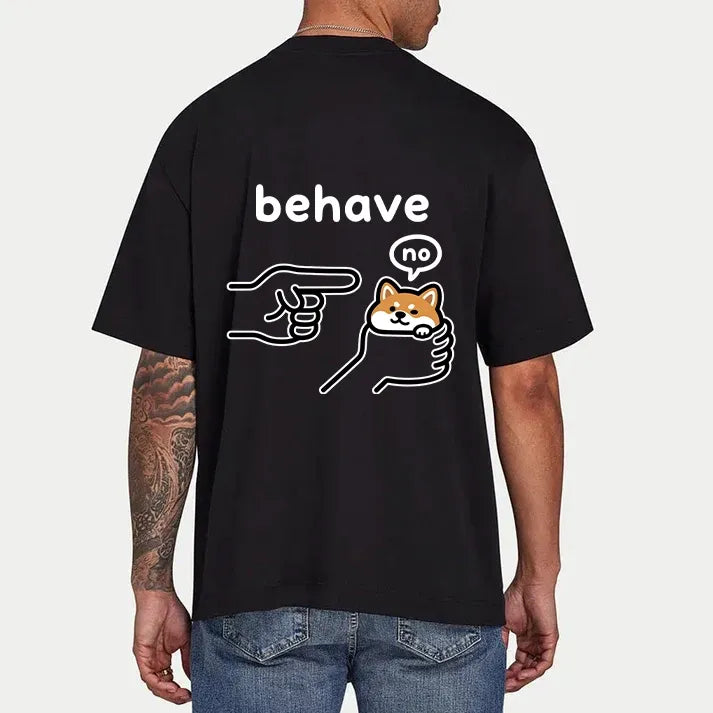 Kyoto-Lion Funny Shiba Refusing To Behave Front Back Classic T-Shirt