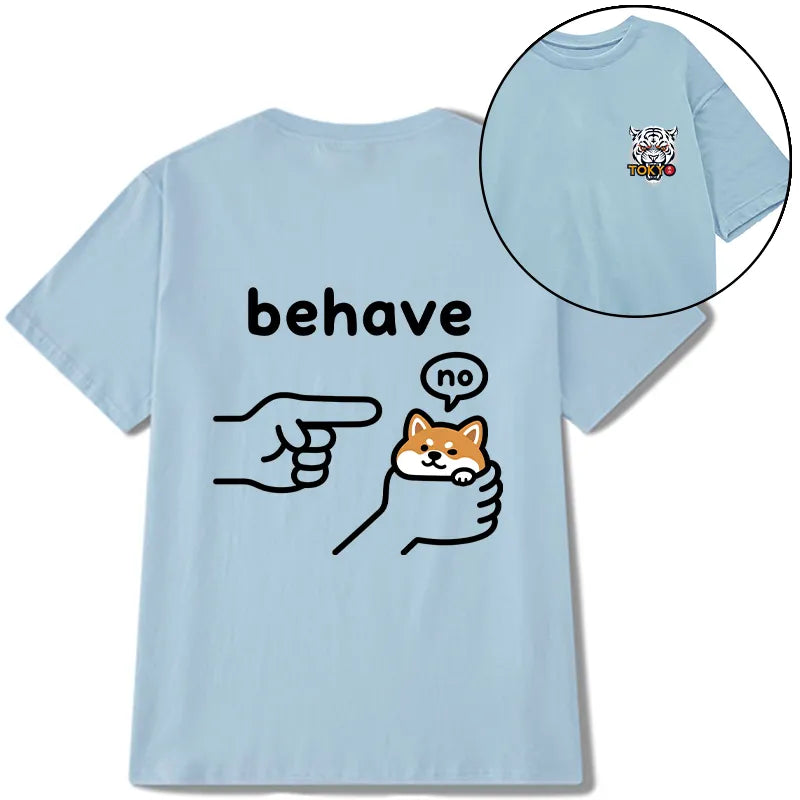 Kyoto-Lion Funny Shiba Refusing To Behave Front Back Classic T-Shirt